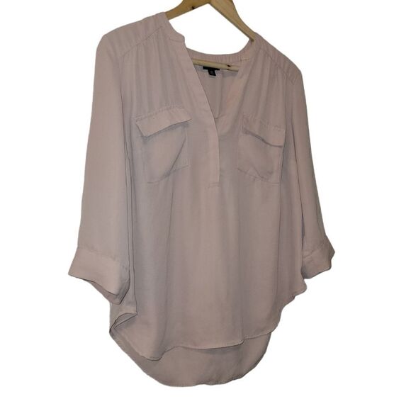 Torrid Harper Georgette Pullover 3/4 Sleeve Blouse Pink Rose Blush Mauve 00 - Picture 3 of 13